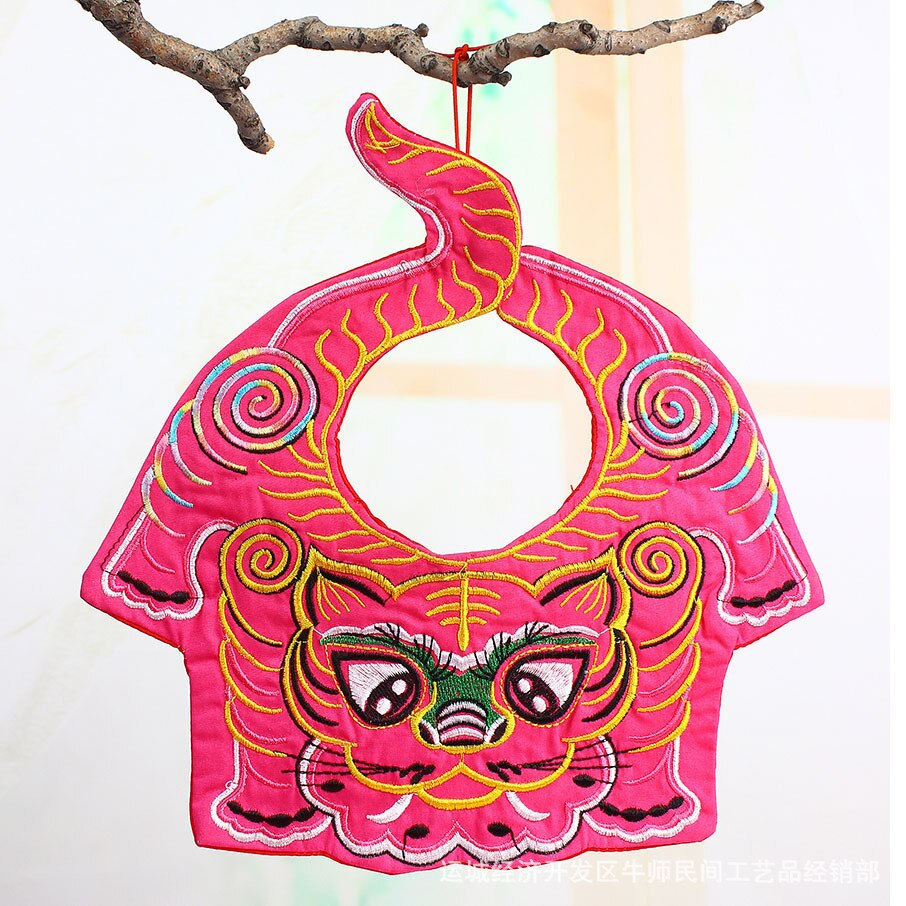 Baberos de tigre rojo bordado tradicional chino, buenos deseos y suerte para bebés de 0 a 2 años, Ropa Para eructos: C