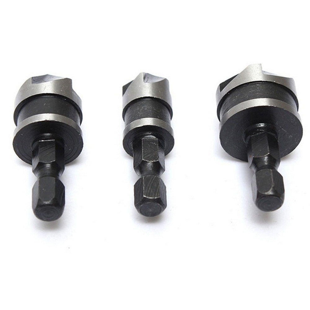 3pcs/set Hex Countersink Boring Set for Wood Metal Quick Change Drill Bit Tools