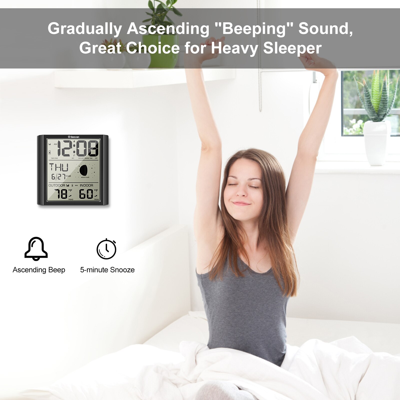 Calendars Clock With Temperature And Humidity LED Digital Table Watch Time Wake Up Snooze Alarm Clocks Weather Station