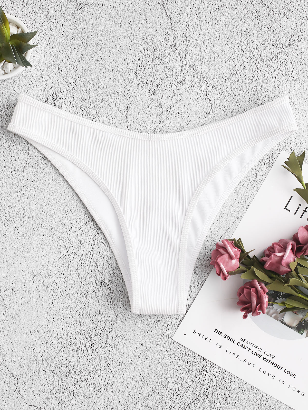 ZAFUL Rippen hoch schneiden Bikini Unterseite Frauen Solide Schwimmen Unterhose Ein Stück kurze Hose Sommer sexy Strand Bademode Badeanzug