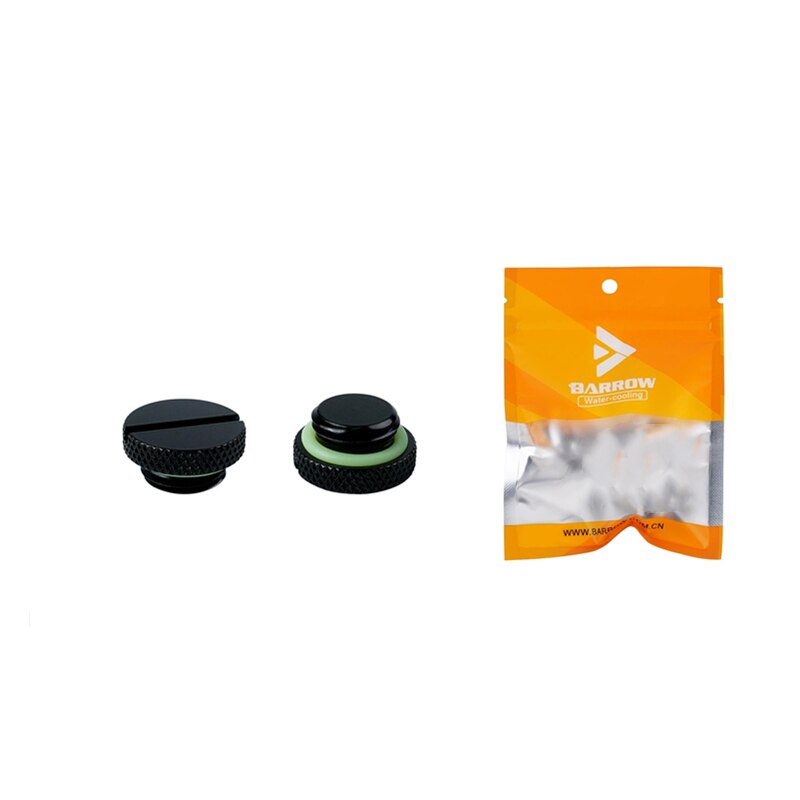 6PCS Barrow G1/4" Stop Plug Fitting - With Coin Slot For Water Cooling Transparent Black,Silver,White,Gold YKLZS1-T01 TZS1-A02: Black / 4PCS