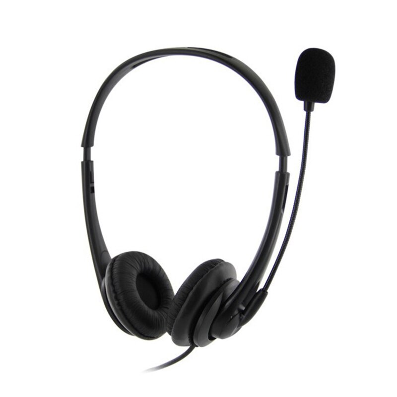 Black Usb Microphone Adjustable Headband Wired Stereo Headset Noise Cancelling Earphone For Computer Laptop Desktop: Default Title