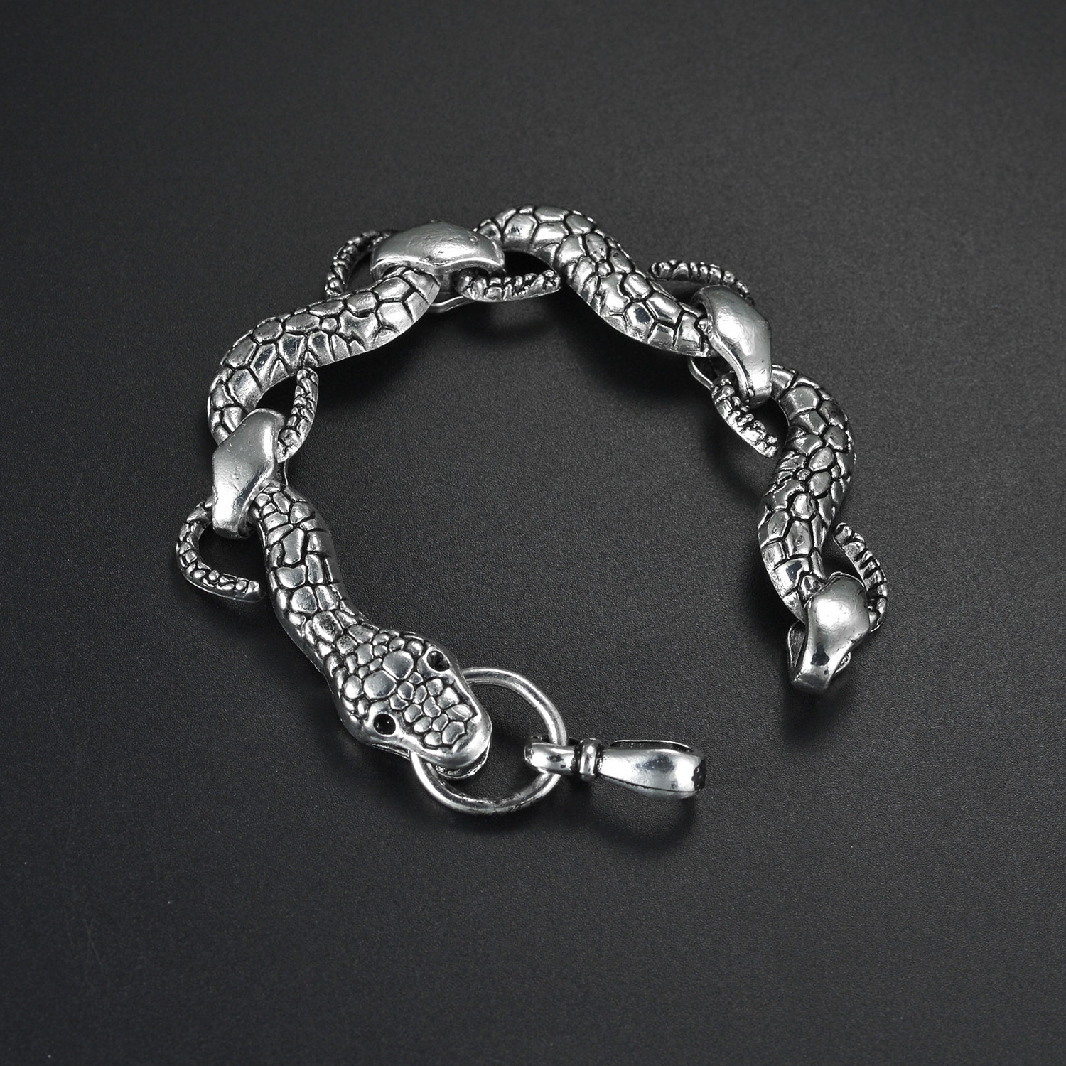 Punk Goth Rvs Cubaanse Ketting Viper Snake Armband voor Mannen Mode Animal Link Armband: Licht Geel Goud Kleur