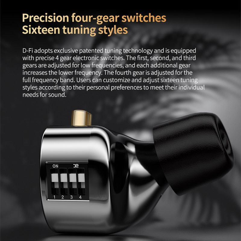 KZ D-Fi In-Ear Monitors - 4 Tuning Switches - Hi-Fi Stereo Koptelefoon met Mic - Afneembare Kabel