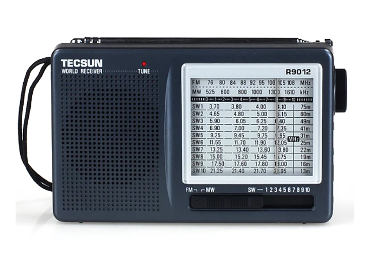 TECSUN R-9012 AM/FM/SW 12 Bands Shortwave Radio Portable Receiver with AN-05 External Antenna Multiband Radio Receiver: black