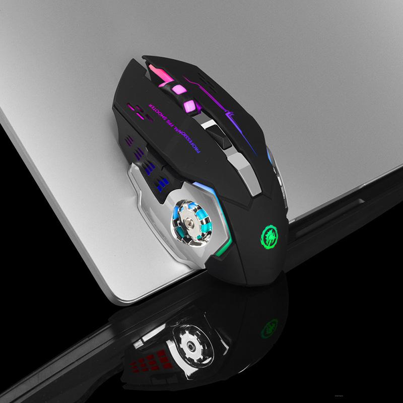 Rechargeable Wireless Color LED Backlit Gaming Mouse Mute Gaming Bluetooth Dual Mode Wireless Gamer Mouse for Laptop PC