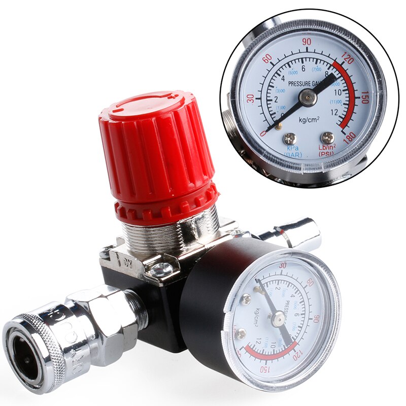 1/4 "Luft Kompressor Regler Druck schalten Kontrolle 180PSI Linderung Ventil Messgeräte