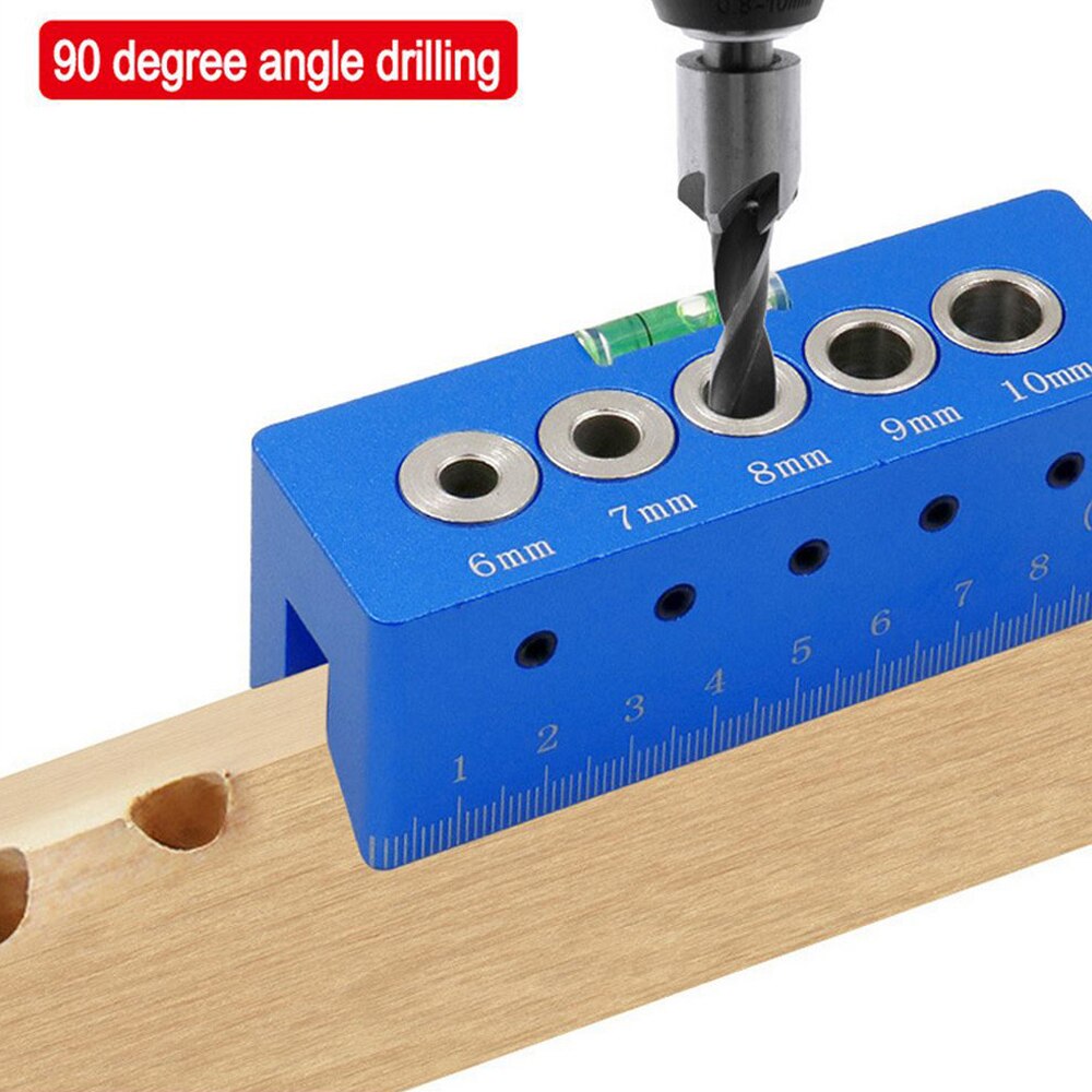 Drill Guide Locator Jig 6/7/8/9/10mm Handheld Pocket Hole Jig Set Woodworking Wood Dowel 90 Degree Drill Straight Angle Locator