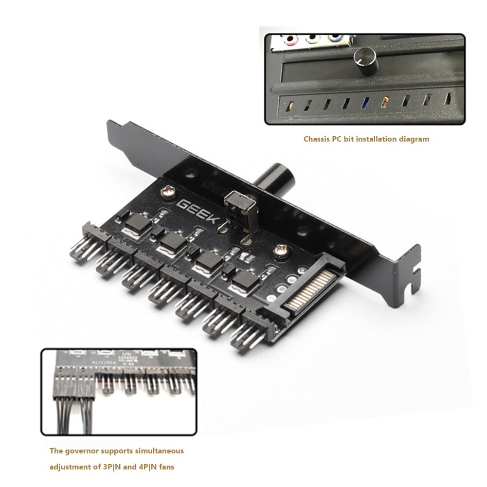 12V 4Pin 3Pin Speed Controller Knob 1 to 7 Way Universal Computer Regulator PC Case Cooling Fan Hub SATA Chassis Regulator