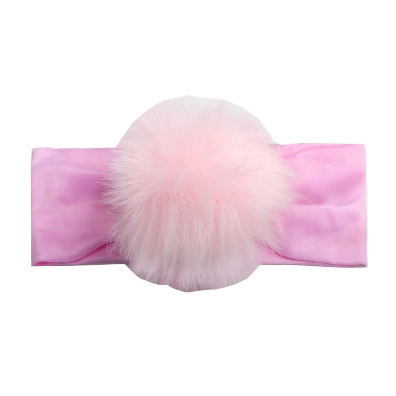 Diadema con pompones de piel sintética para bebé, bandanas elásticas de algodón para niño, turbante para bebé, accesorios para el cabello para bebé