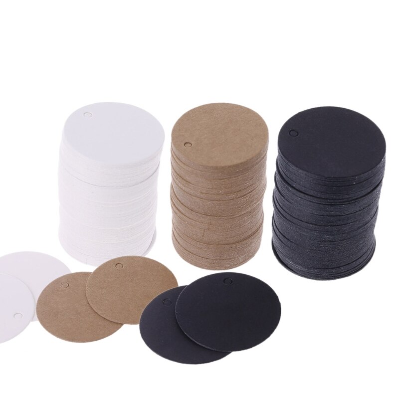 Étiquettes volantes en papier Kraft vierge, 100 pièces, pour de mariage, carte , 3.5cm, ,
