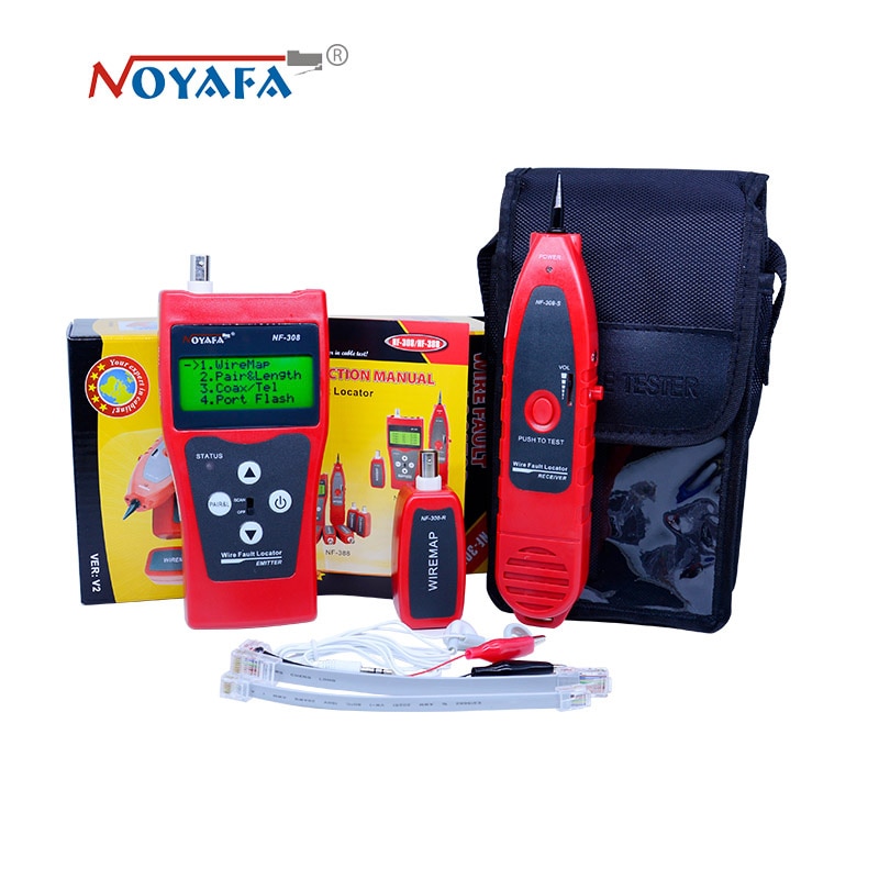Unique Network monitoring cable tester LCD NF-308 Wire Fault Locator LAN Network Coacial BNC USB RJ45 RJ11 red color NF_308