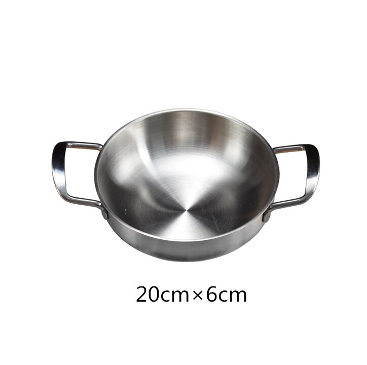 Koreansk oljesparende stekepanne husholdnings mini frityrkoker doble ører liten tørr gryte gryte restaurant suop gryterett panne glass lokk lokk: 20cm