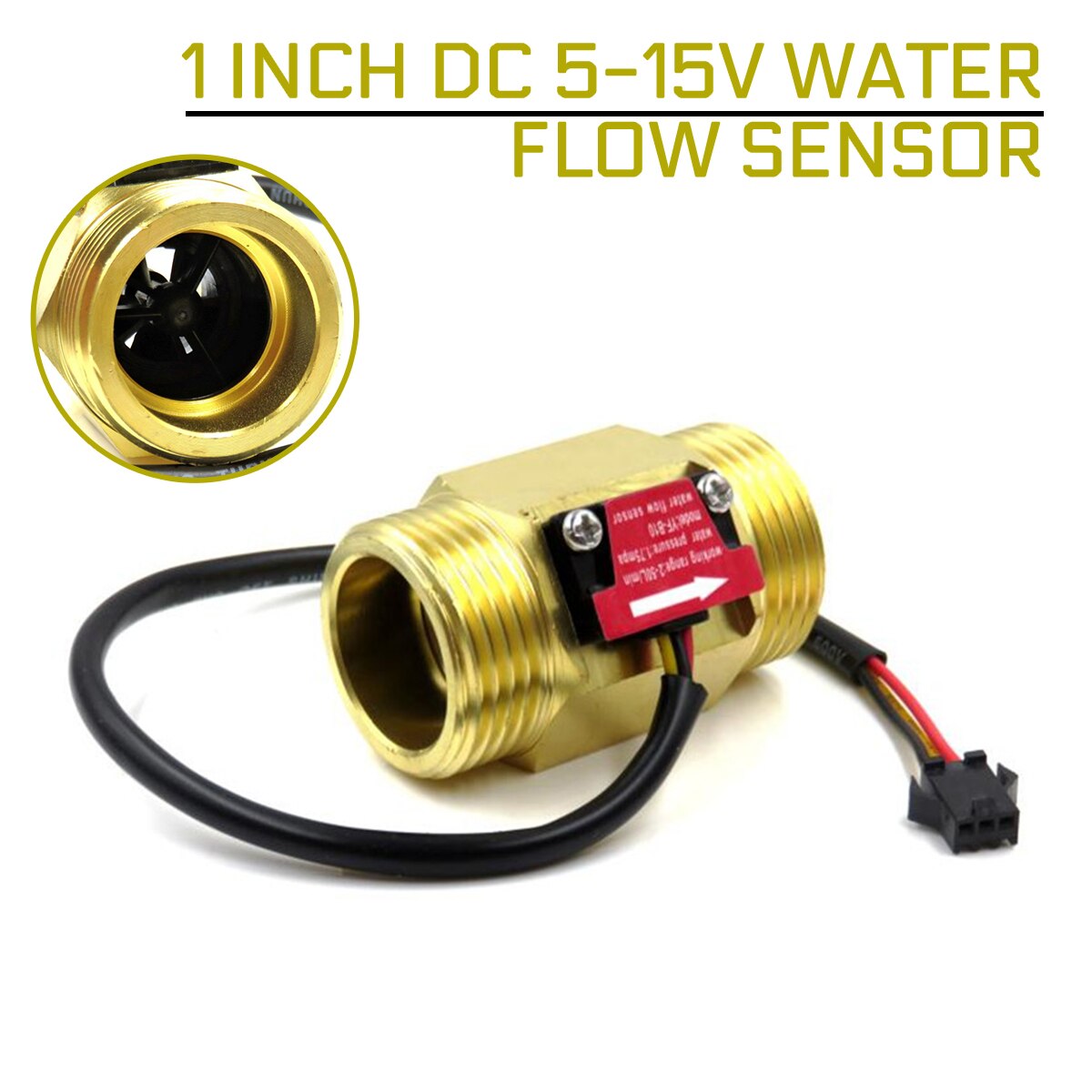 1 Inch DC 5-15V Water Flow Sensor Hall Sensor Switch Industrial Flowmeter Water Flow Sensor DN25 Brass Water Meter Flow Meter