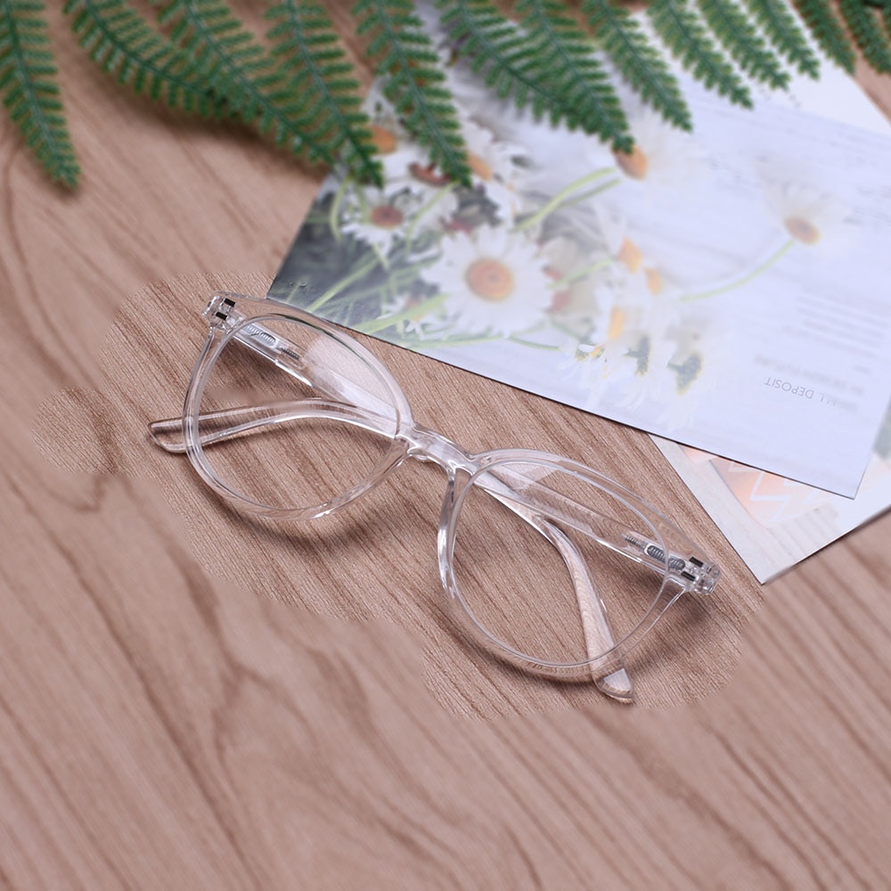 Henotin Reading Glasses Spring Hinge Transparent White Round Frame Men Women Reader Magnifier Eyewear Diopter 0~600