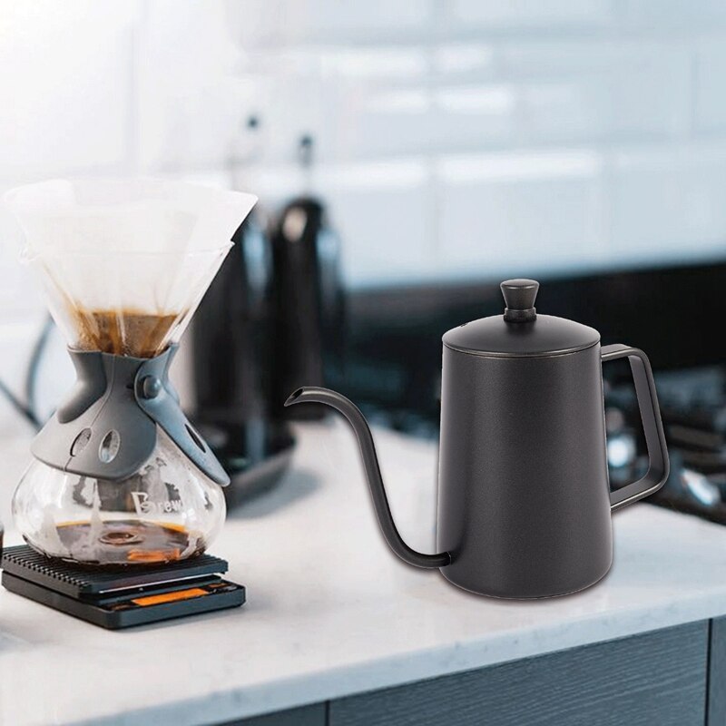 600Ml Stainless Steel Coffee Kettle Gooseneck Spout Teapot with Thermometer