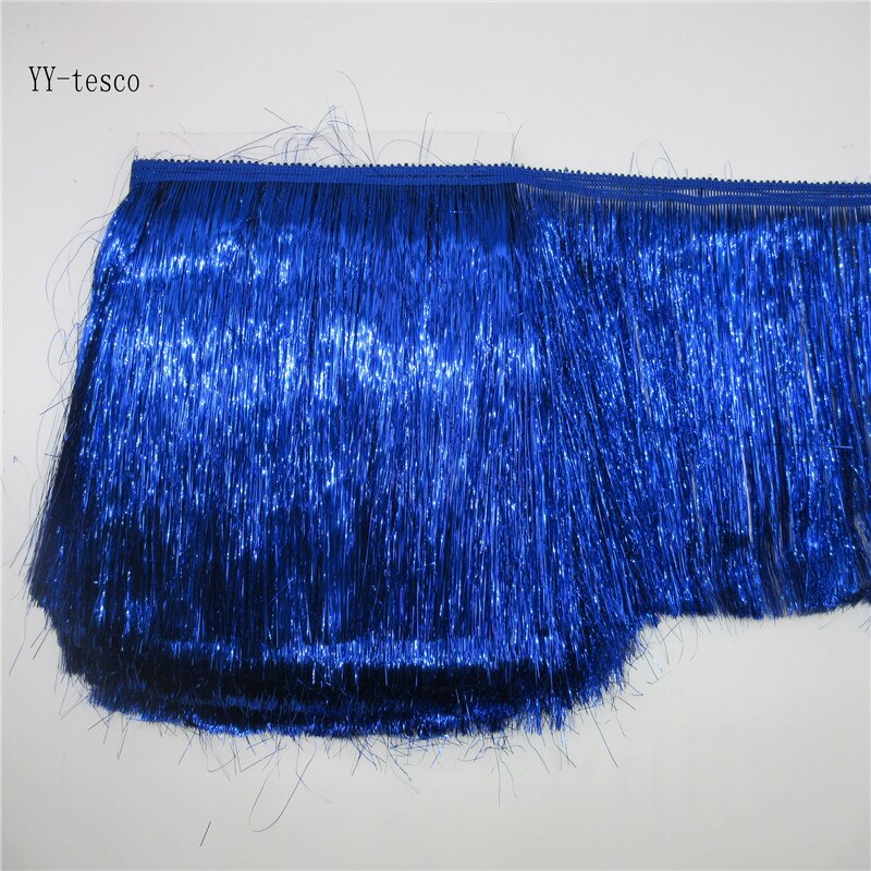 Cinta de encaje con flecos de zafiro, 10 metros, 20cm de ancho, adorno de flecos y borlas para vestido Latino DIY, accesorios de ropa de escenario: 10 Meters / sapphire