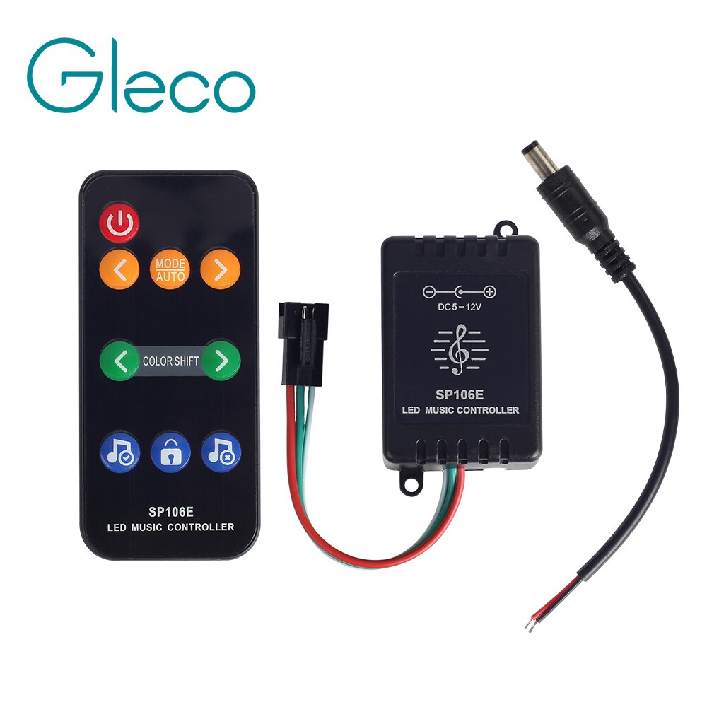 DC5-12V LED Music Controller 9Keys remote control for WS2811 WS2812B SK6812 6803 Digital Magic LED Pixels Strip Light SP106E