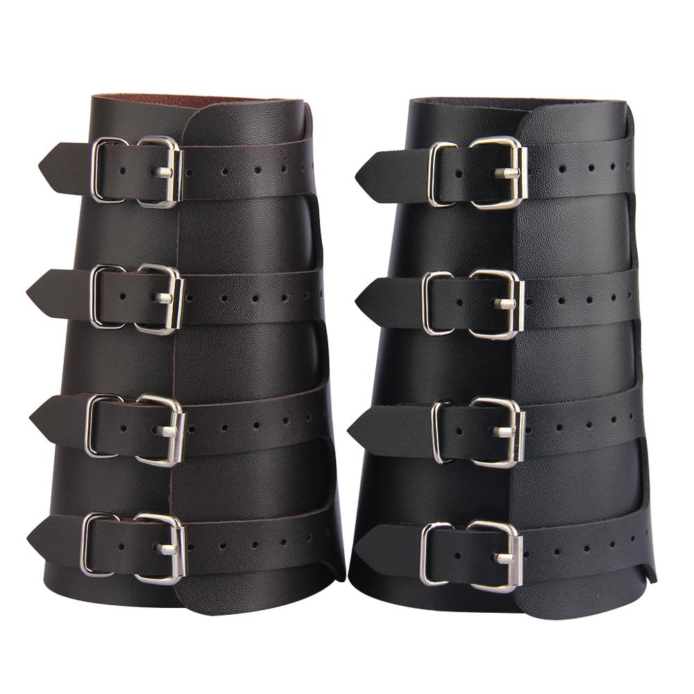 Steampunk Arm Bracer Durable PU Leather Wristband Arm Guards Gauntlet Cuff Medieval Bracers for Women Men