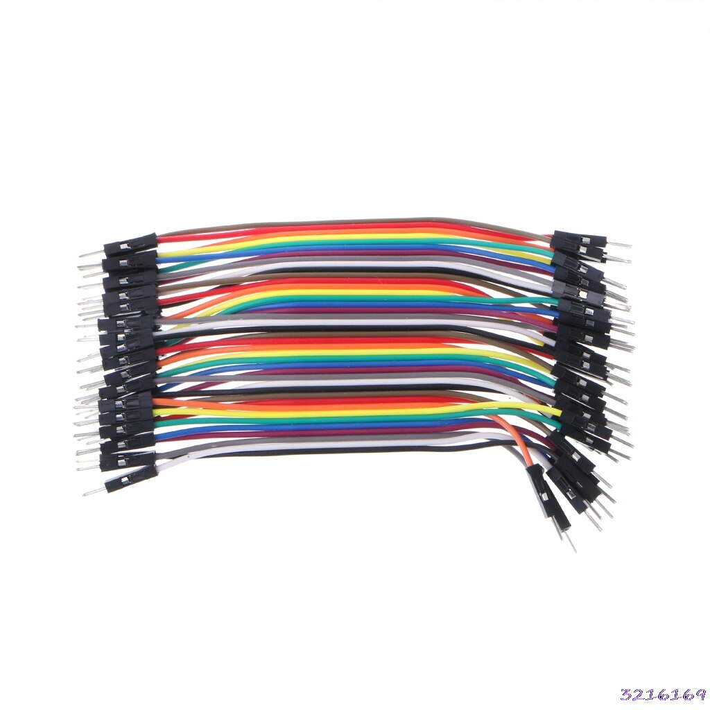 40 stk kabler mf / mm / ff jumper breadboard wire farverigt gpio bånd til diy kit: 10cm ff