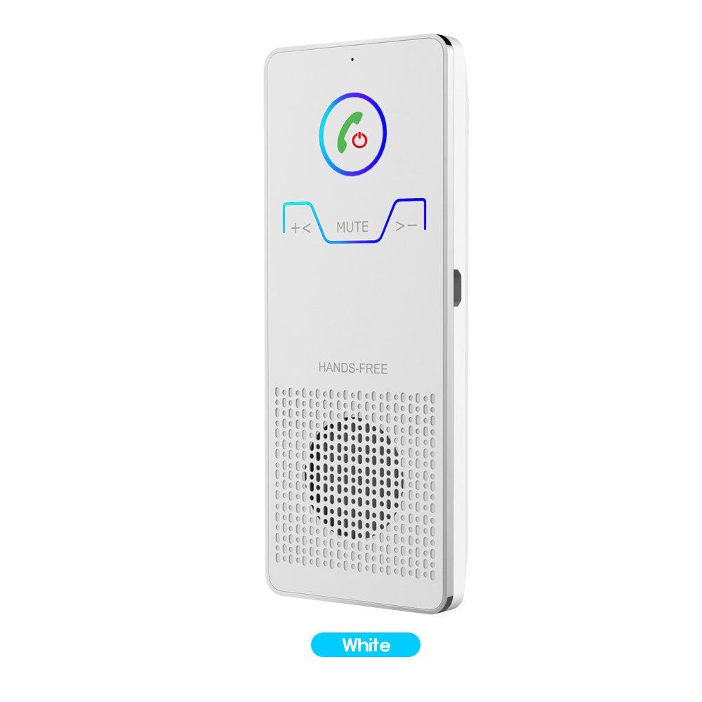 Wireless Handsfree Bluetooth Car Kit Hands Free Calling Transmitter sun visor Speakerphone With Car Charger For Phone: White