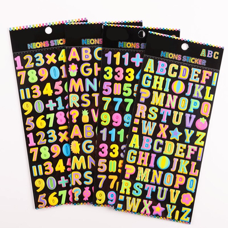 LETTERS NUMBERS STICKERS zelfklevende Glitter Alfabet Craft 3D Waterdichte Sticker voor Kinderen Kids Jongen Meisje DIY