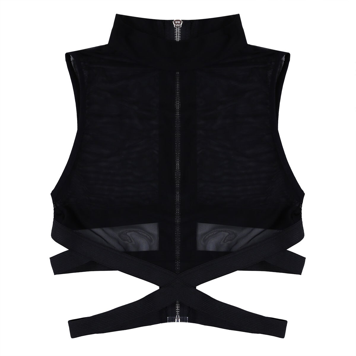 Black Christ Cross Sheer Sleeveless Blouse main image 0