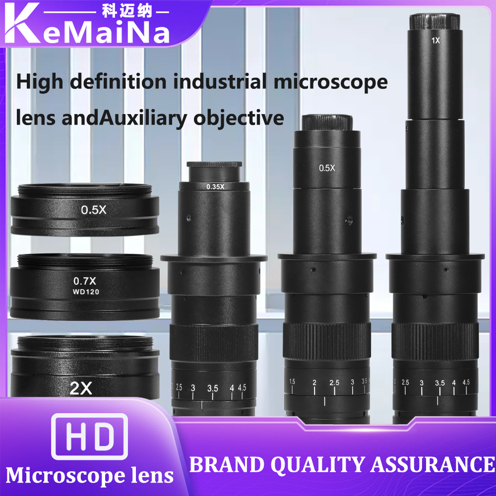 Verstelbare 100X 150X 300X 600X zoom C Mount optische lens 0,7X ~ 4,5x vergroting 10A microscooplens