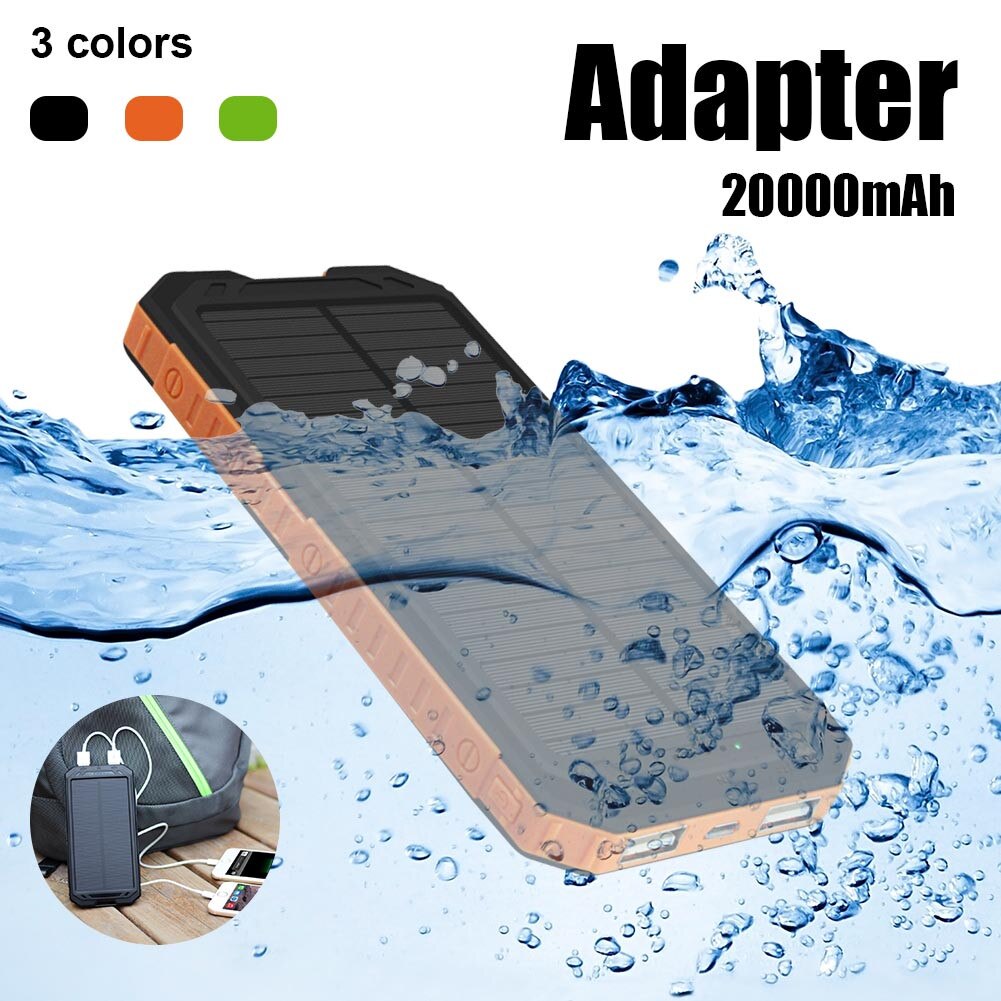 FR ES US 200000MAH Outdoor Lighting Waterproof Portable Mobile Solar Lamp Charger Dual USB Battery Power Bank Case Kit