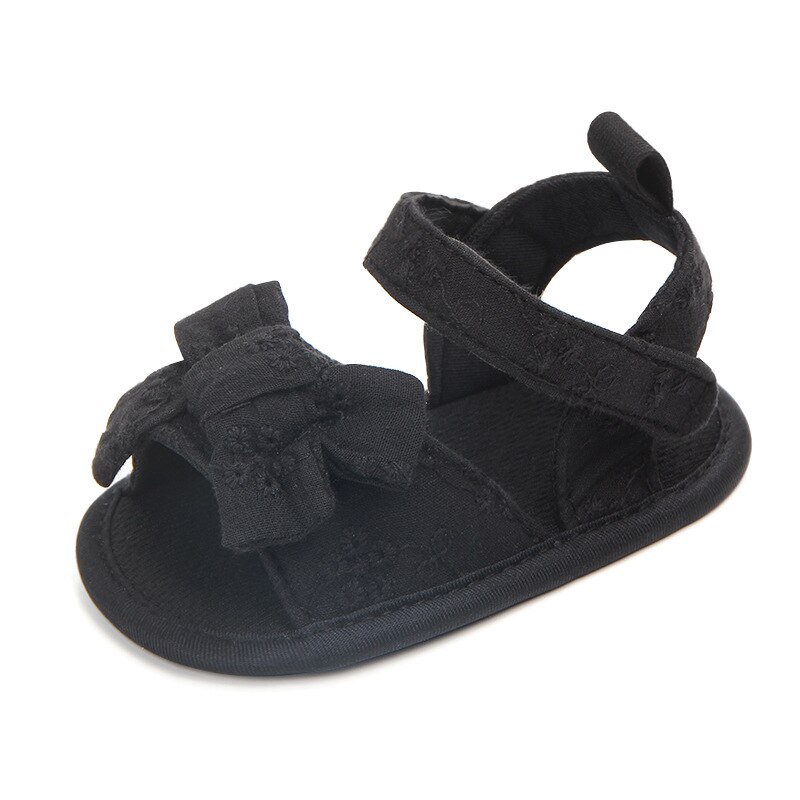 Pasgeboren Baby Meisje Sandalet Bows Peuter Zomer Roze Schoenen Open Teen Sandalen Baby Slippers Prinses Flats Douche: Black / 13-18 months