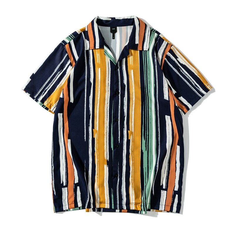 Dark Icoon Vintage Gestreepte Shirt Mannen Zomer Hawaiian Shirts Man Licht Gewicht Materiaal Mannen Shirt: Xl