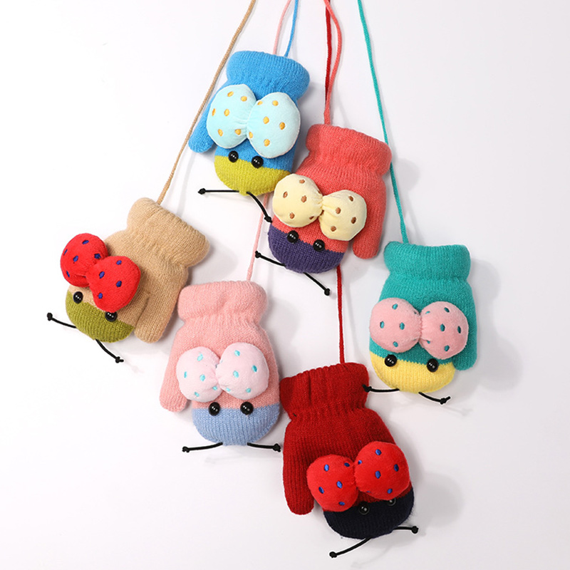 Evrfelan søte låve vinterhansker strikket tykkere bomulls golves & votter unisex takrenne jenter vinter votter