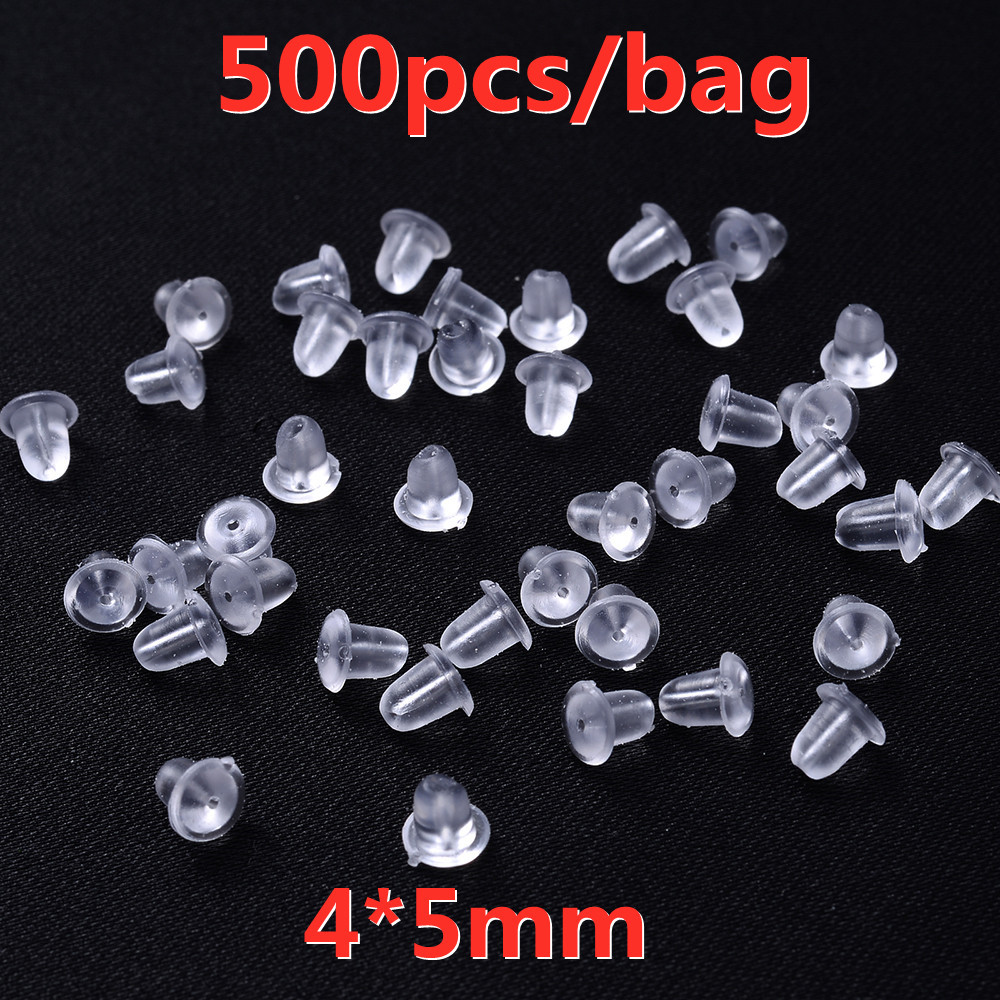 iYOE 500pcs Transparent Soft Silicone Rubber Earring Back Ear Stopper Clasp For Making Earring DIY Jewelry Findings: 4x5mm