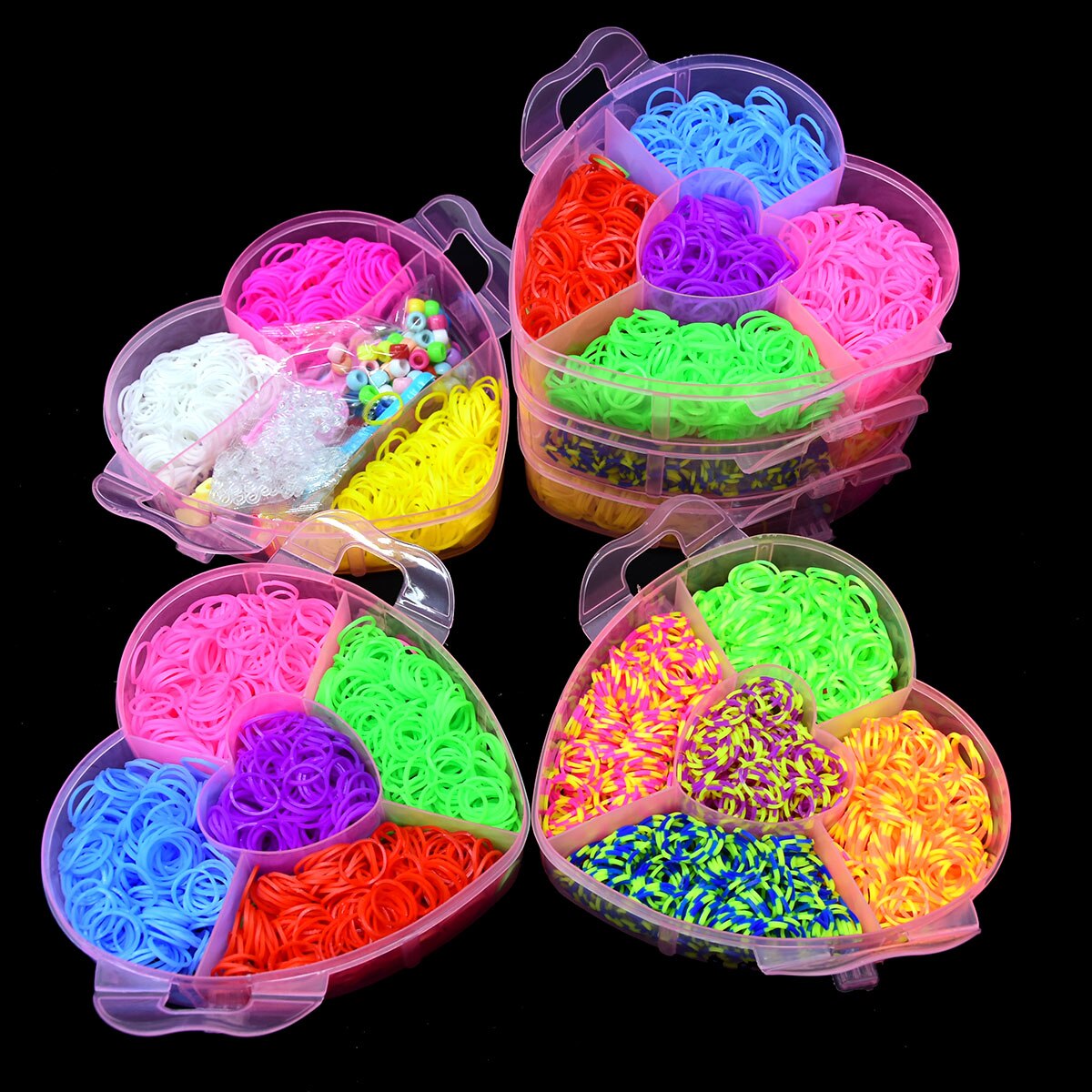 4500 Stuks Rubber Fun Loom Bands Kit Voor Meisjes Kids Diy Gom Armbanden 3 Layer Pvc Doos Familie loom Kit Set Breien