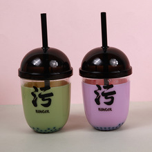 400ml plast perle mælk te kop med dække halm kop til iskaffe juice boble boba sodavand cocktail fest