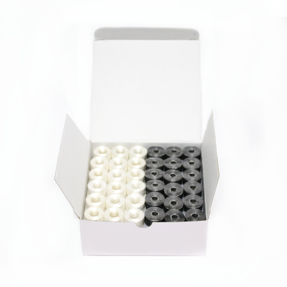 Style A Class 15 Plastic Sided Prewound Bobbin Thread 144Pcs 60WT Polyester 75D/2 120Mts Brother Singer Pfaff Embroidery Machine: DENIM BLUE