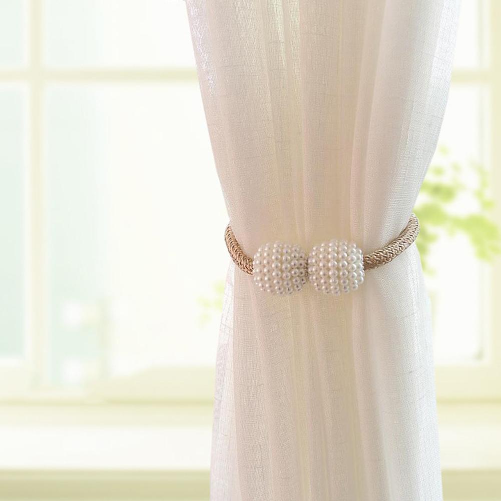 Abrazadera magnética para cortina, soporte de anillo para cortina, cuentas de perla de imitación, accesorios decorativos para el hogar