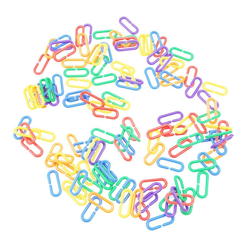 Parrot Chain Toys DIY Material 100Pcs/Set Plastic C-clips Hooks Bird Bite Chew Toy Bird Cage Accessories C-links Parrot Bird Toy