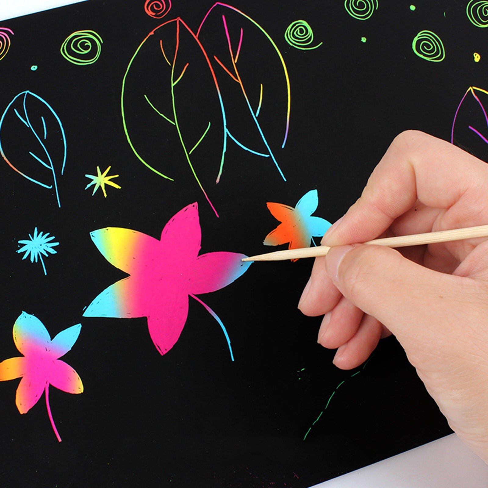 10PCs scratch art paper Colorful scratch Paper Study accessoires Art Set, Sheets Magic Scratch Art Black Scratch