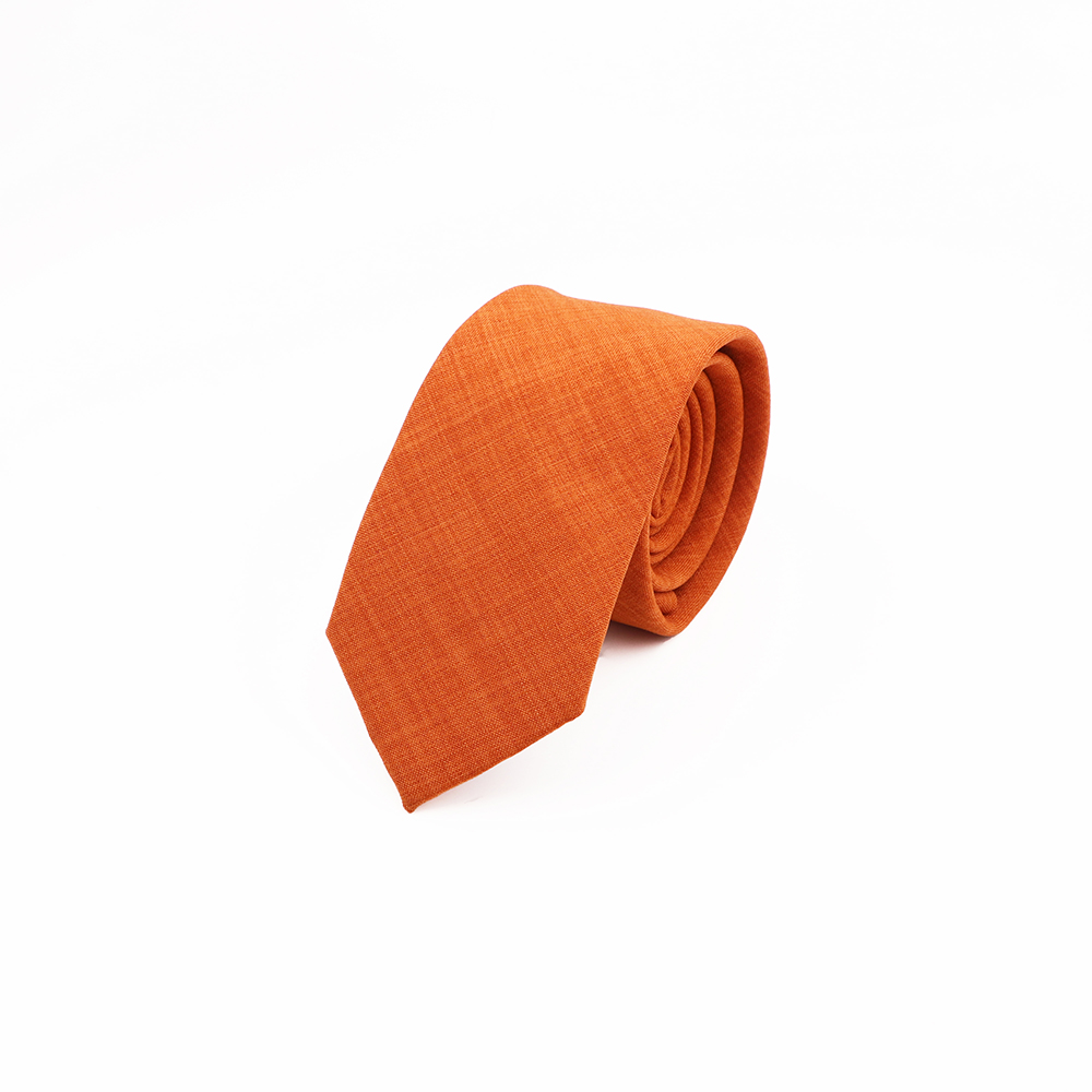 Nueva corbata de algodón de Color sólido verde salvia rosa azul naranja 6,5 cm camisa ajustada para de boda traje corbata accesorio: Naranja