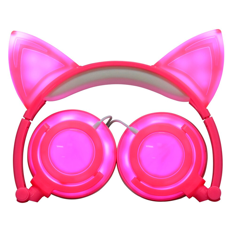 Foldable Cat Ear LED Music Lights Headphone Earphone headset for Laptop MP3 Flashing Glowing Gaming Earphones Adult Children: A