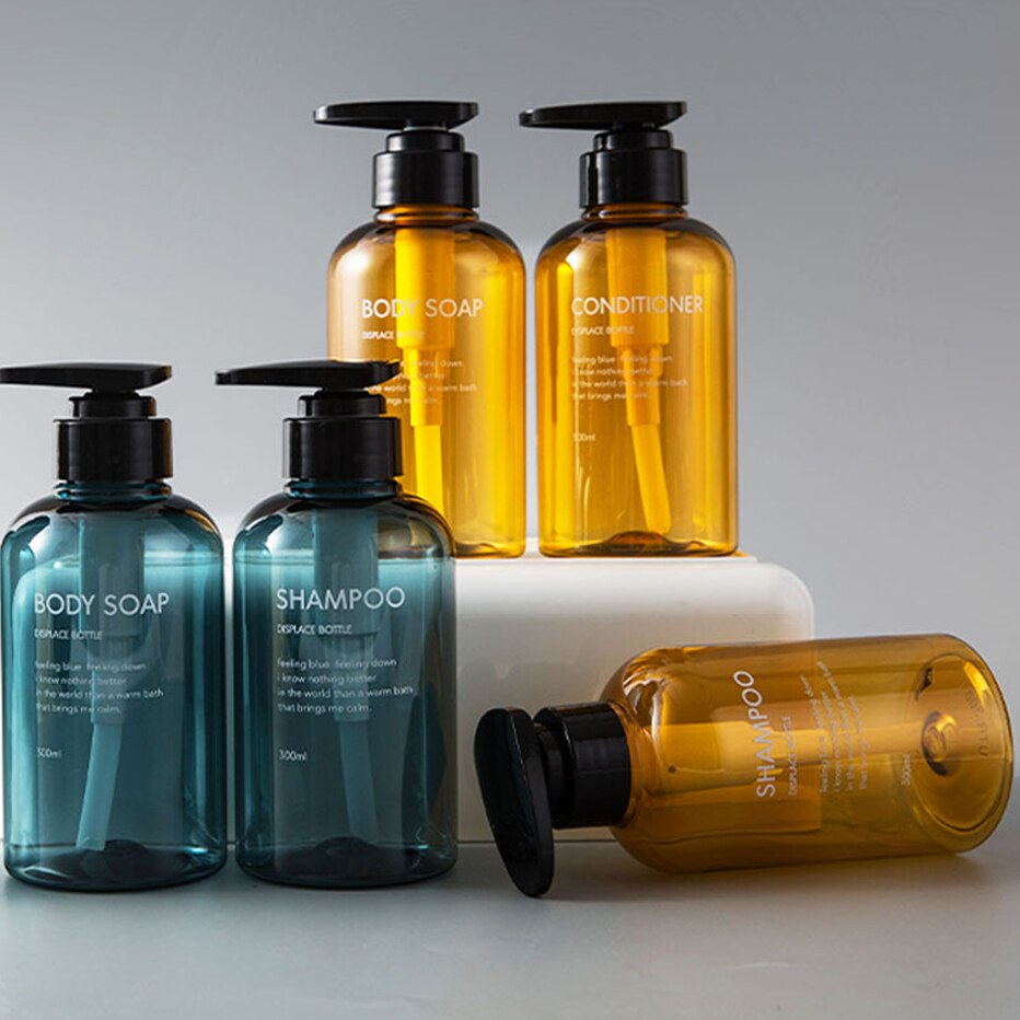 Press typ lotion brun tom flaska 300ml/500ml badrum schampo stor kapacitet emulsionsbehållare flytande tvål dispenser
