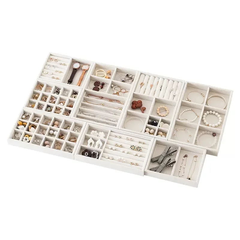 Samt Schmuck Vitrine fallen Armbinde Ohrring Ringe Kasten Organizer Aufbewahrung Halfter DIY stapelbare Schmuck Schublade Vitrinen
