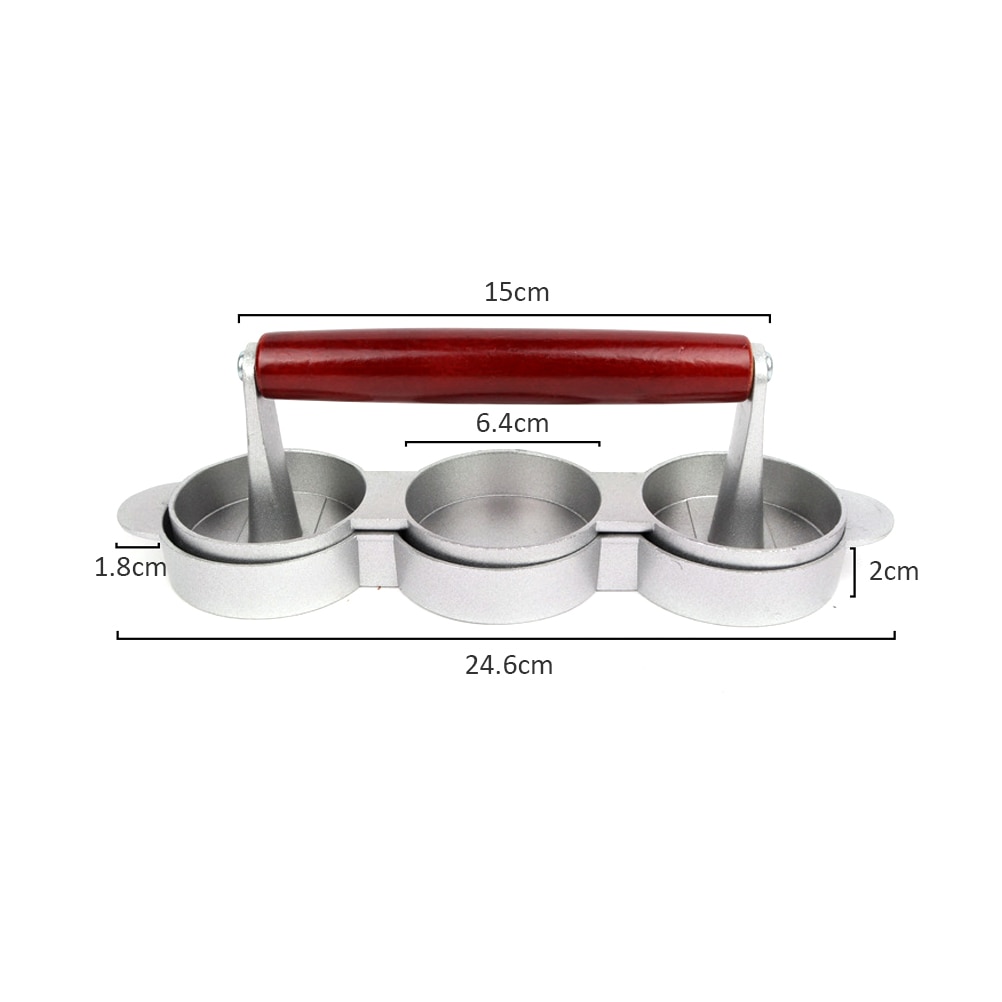 Mini hamburgerpressar nonstick 3 fack små hamburgerbiffar press trippelbiff hamburgare formmaskin kött kök köksredskap