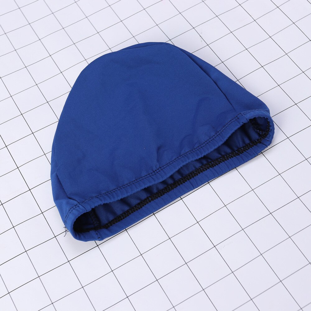 Soft Adult Swim Cap Polyester Cloth Fabric Bathing Cap Men And Women Swimming Hat Caps For Water Sports Light Blue