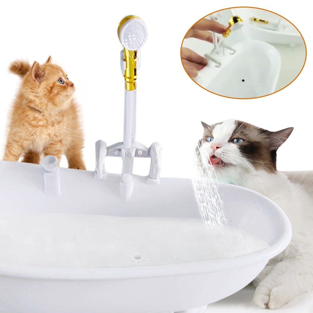 Automatic Pet Cat Drinking Fountain Battery Power Bathtub Shaped Electronic Cats Drinking Water Fountain for Kitten Cat Supplies