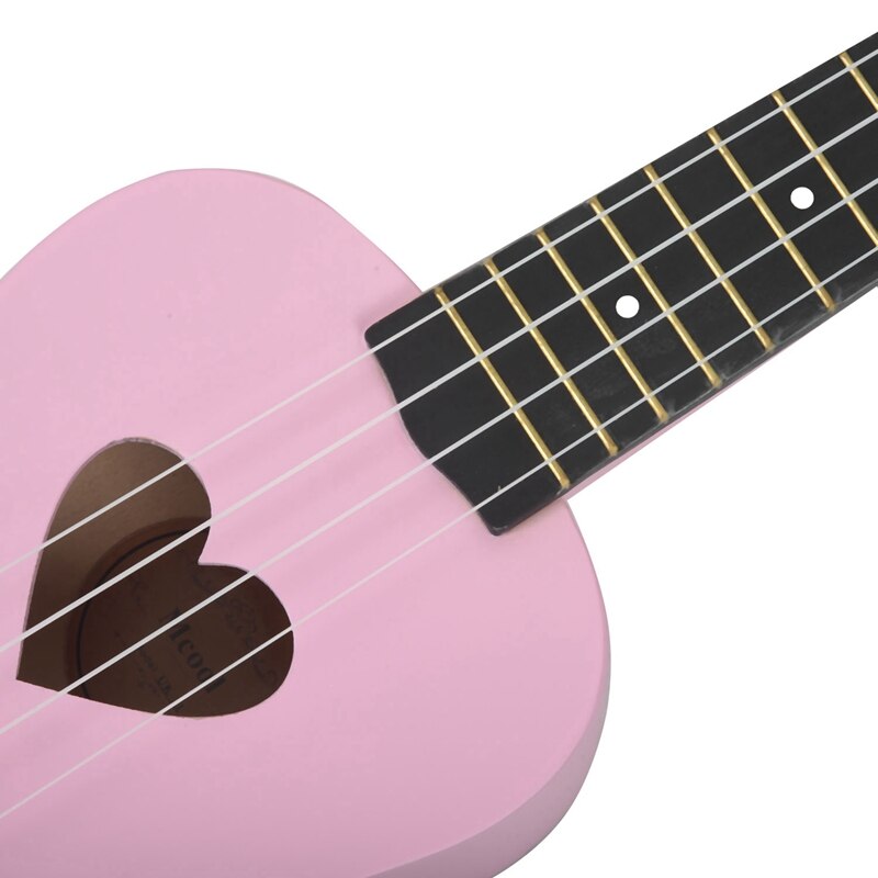 Mcool Sopraan Ukulele Roze 21 Inch 4 Strings Ukelele Goedkope Hawaii Mini Gitaar Hartvormige Tone Hole basswood Hout