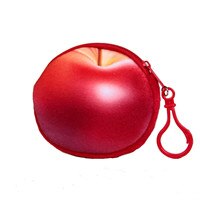 1Pcs Vrouwen Mini 3D Fruit Portemonnee Mini Handtas Key Mini Bag Vrouwelijke Rits Kleine Portemonnee Meisjes Portemonnee portemonnee: Apple