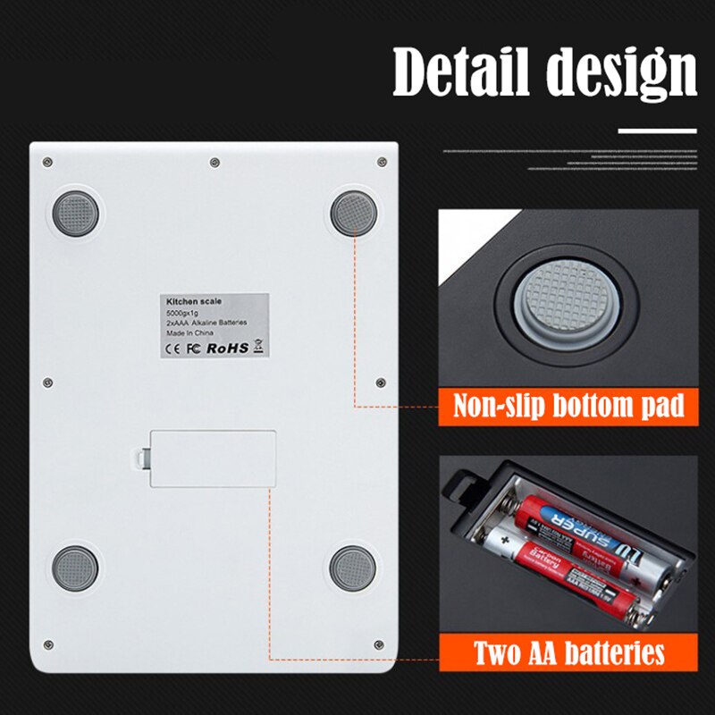 15kg/1g Electronic Kitchen Scale Digital Food Scale Stainless Steel Weighing Scale LCD High Precision Measuring Tools