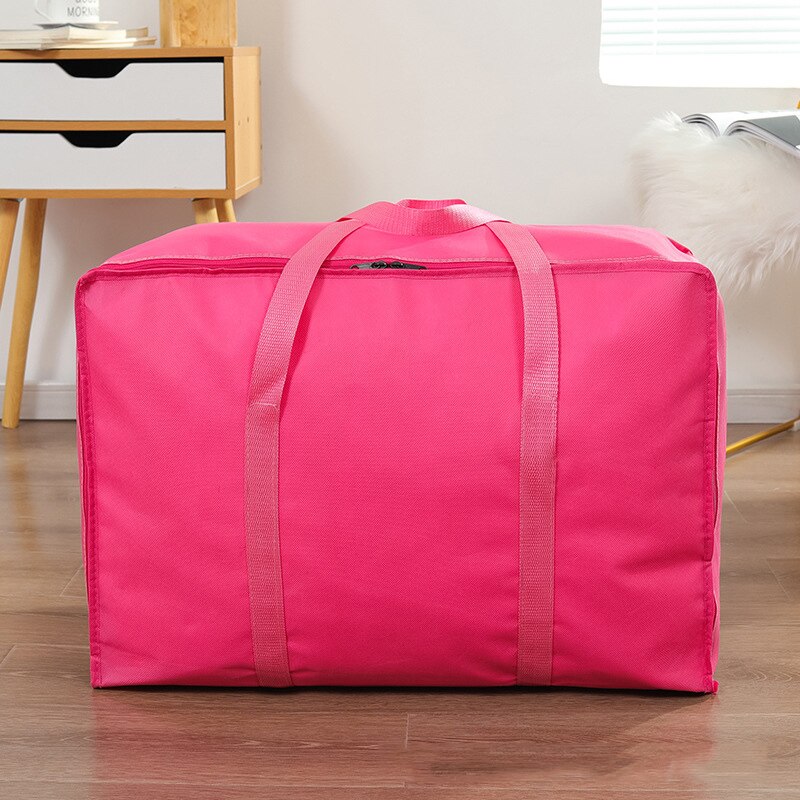 Moving Bag For Home Bedding 3 Sizes Solid Color Quilt Organizer Thicken Woven Handbag Wardrobe Clothes Foldable Storage Bags: Color 1 / about 50x30x25cm